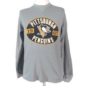 OTS Pittsburgh Penguins shirt mens small grey long sleeve thermal waffle NHL
